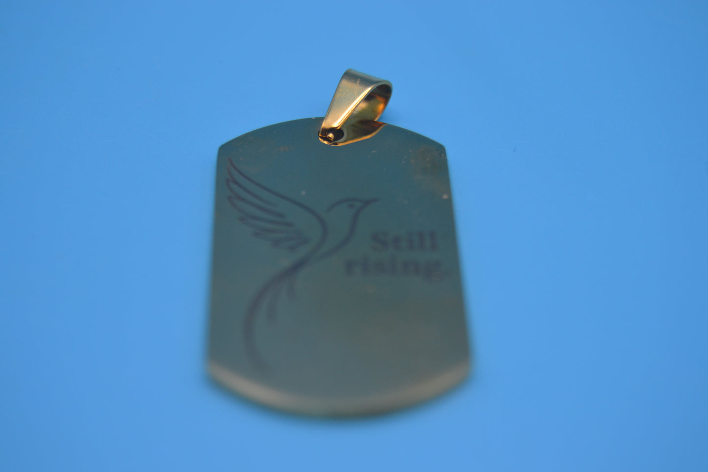 Kettenanhänger Kolibri „Still Rising“ – Gold, beidseitig graviert
