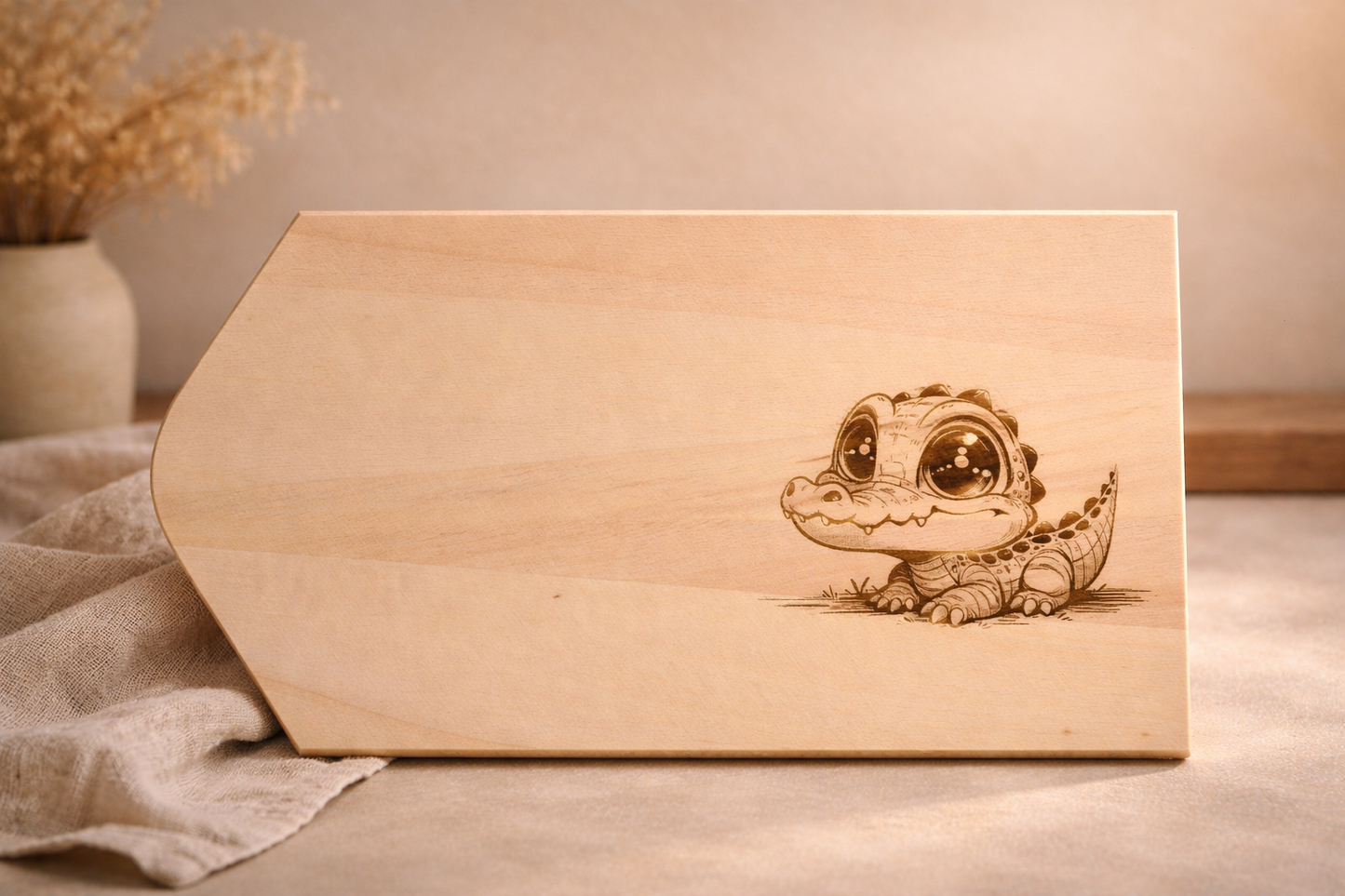 Personalisiertes Frühstücksbrett aus Lindenholz mit Gravur