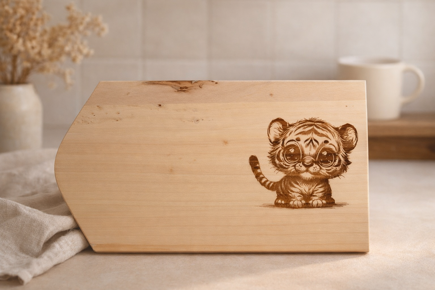 Personalisiertes Frühstücksbrett aus Lindenholz mit Gravur